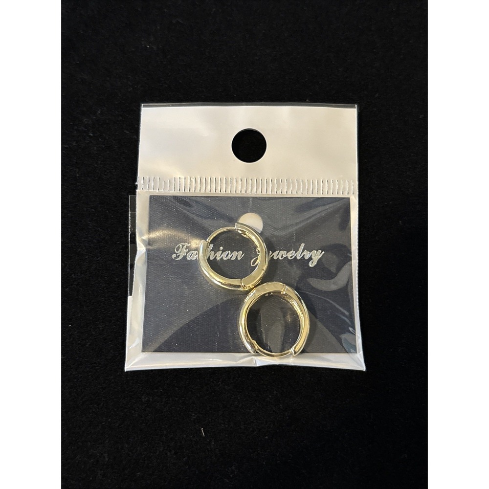 Small Gold Tone Chunky Circle Hypoallergenic Huggie Hoop Earrings